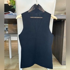 Theory Faux Double-Layer Shell, black, size M, NWT